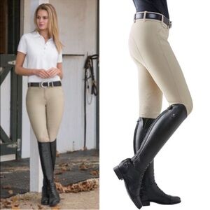 Ariat Pro Series Tri Factor EQ Grip Knee Patch Breeches In Tan 🐴
